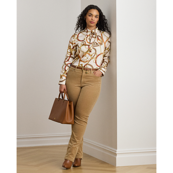 Classic Fit Print Twill Tie-Neck Shirt