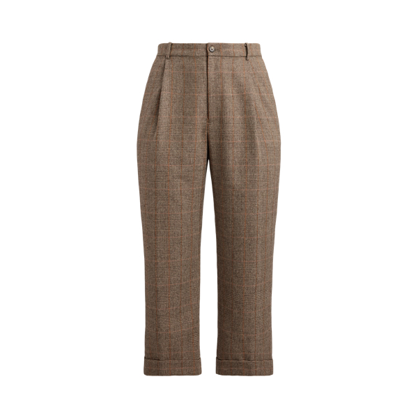 Glen Plaid Pleated Cropped Pant