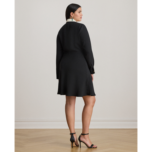 Two-Tone Georgette Tie-Neck Dress