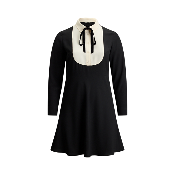 Two-Tone Georgette Tie-Neck Dress