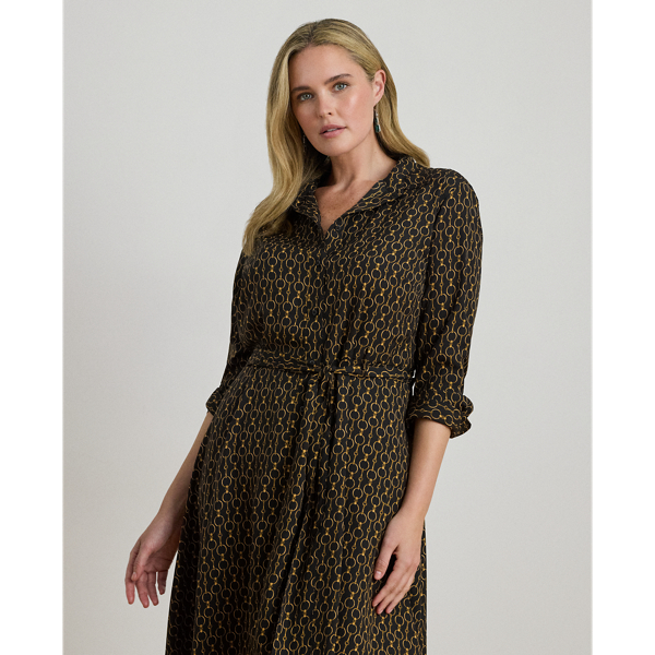 Chain-Print Crepe Shirtdress