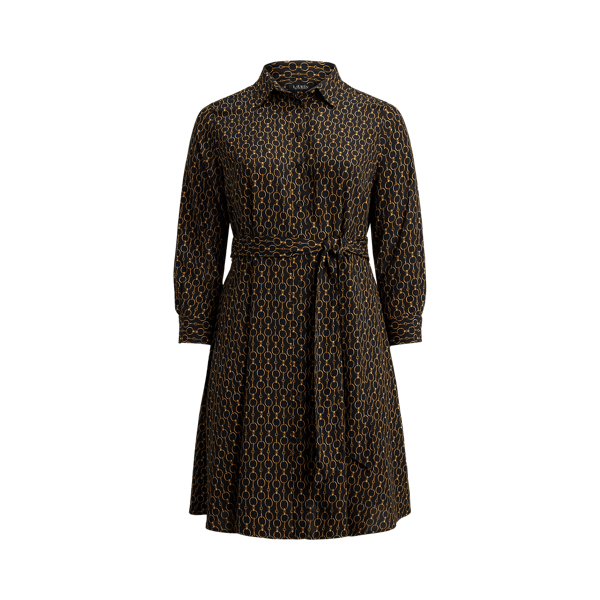 Chain-Print Crepe Shirtdress