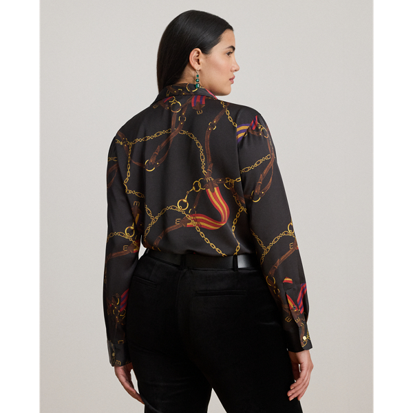 Classic Fit Belting-Print Satin Shirt