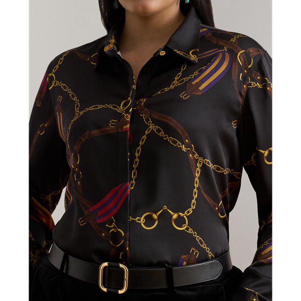 Classic Fit Belting-Print Satin Shirt