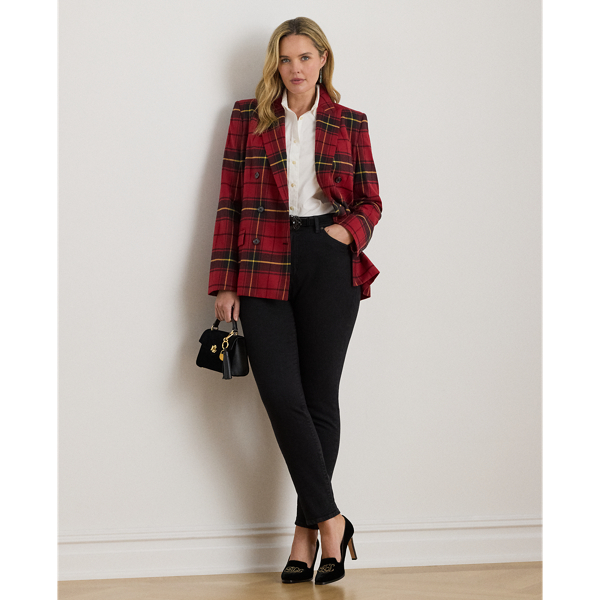 Plaid Double-Breasted Wool-Blend Blazer