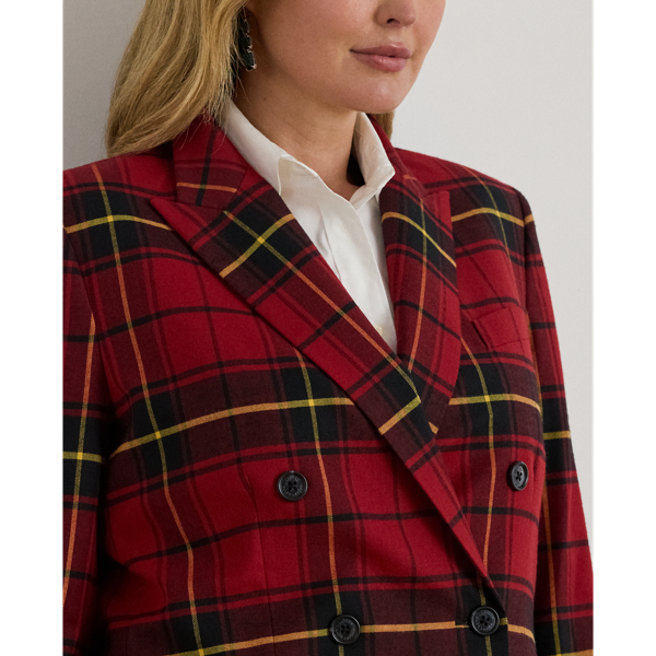 Plaid Double-Breasted Wool-Blend Blazer