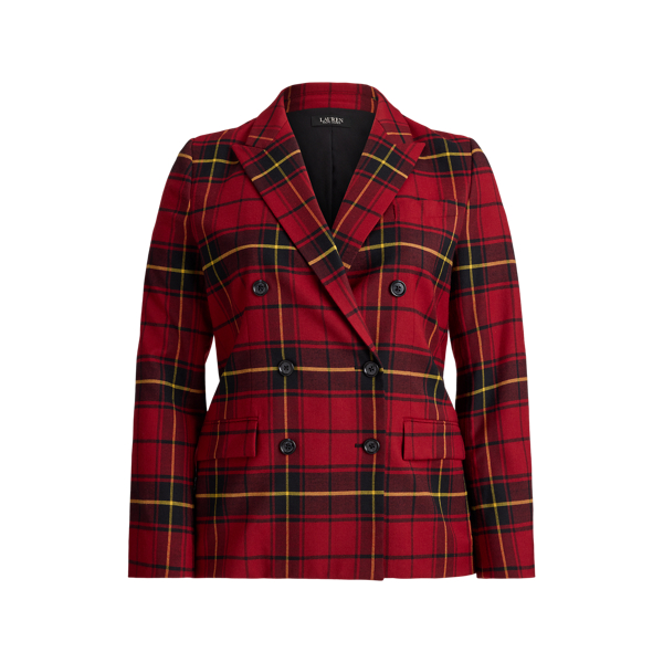 Plaid Double-Breasted Wool-Blend Blazer