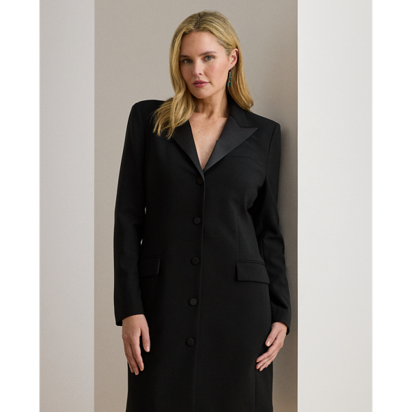 Satin-Trim Double-Faced Crepe Dress