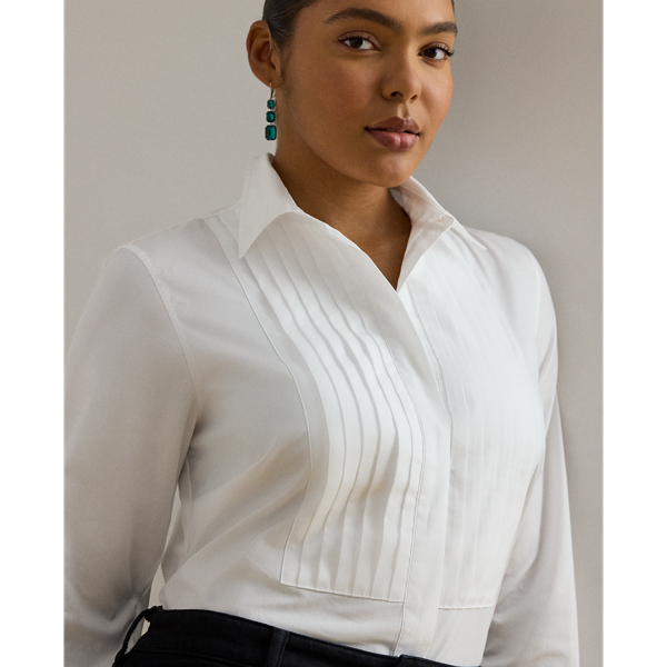 Bib-Front Cotton Broadcloth Shirt