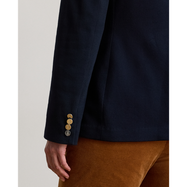 Buckle-Trim Herringbone Jacquard Blazer