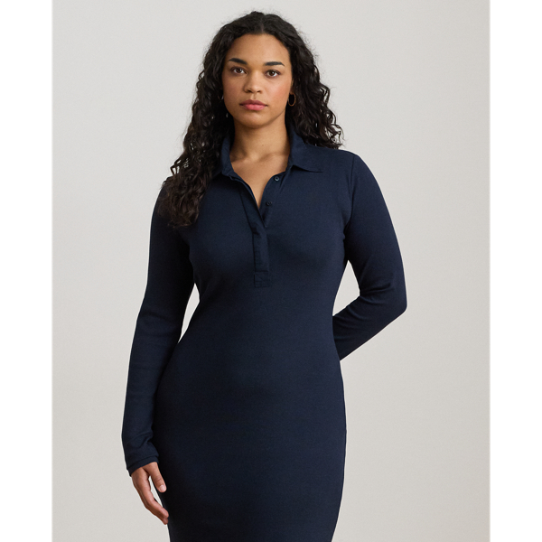 Rib-Knit Cotton-Blend Polo Dress