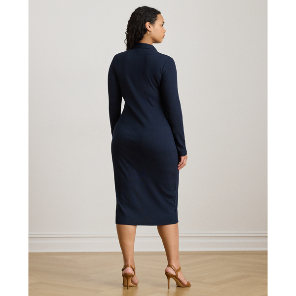 Rib-Knit Cotton-Blend Polo Dress