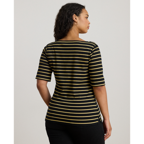 Metallic Striped Boatneck Tee