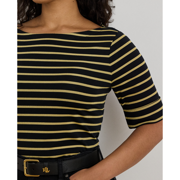 Metallic Striped Boatneck Tee