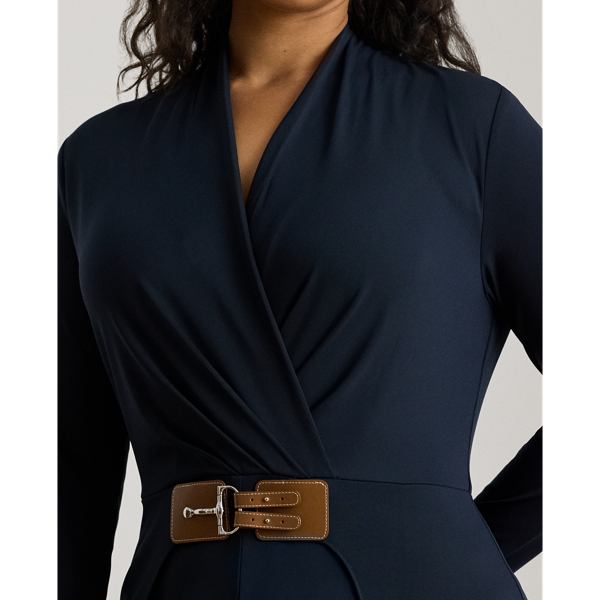 Buckle-Trim Jersey Surplice Jumpsuit