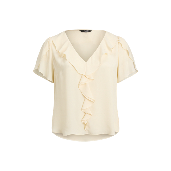 Ruffle-Trim Georgette Blouse