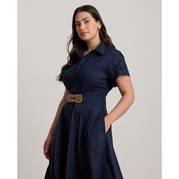 Buckle-Trim Stretch-Cotton Blend Dress