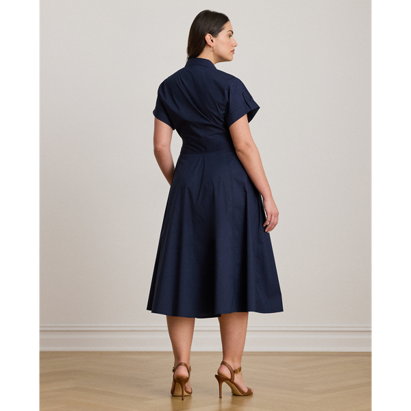 Buckle-Trim Stretch-Cotton Blend Dress
