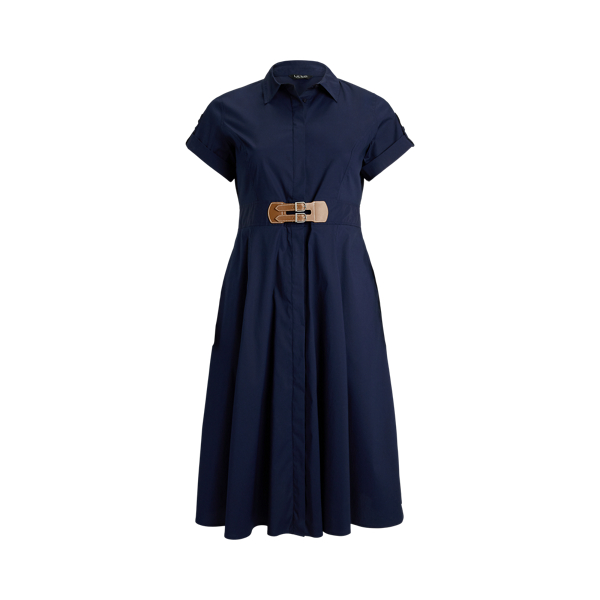 Buckle-Trim Stretch-Cotton Blend Dress
