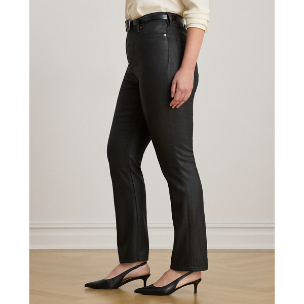 Coated High-Rise Straight Ankle Jean