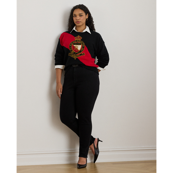 Color-Blocked Crest Cotton Sweater