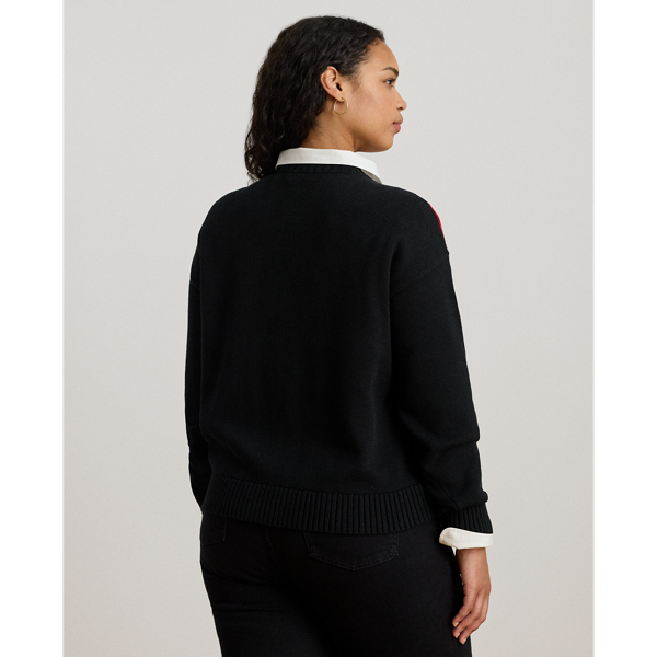 Color-Blocked Crest Cotton Sweater
