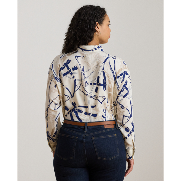 Relaxed Fit Belting-Print Crepe Shirt