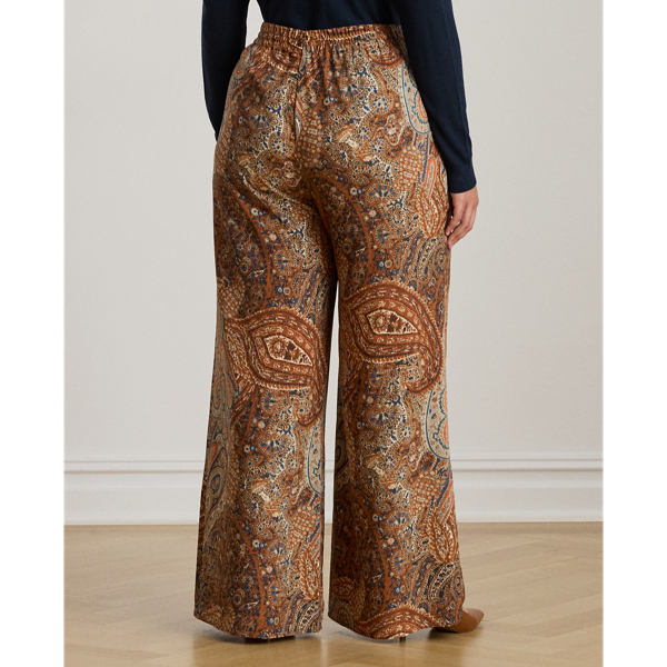 Paisley Crepe Wide-Leg Pant