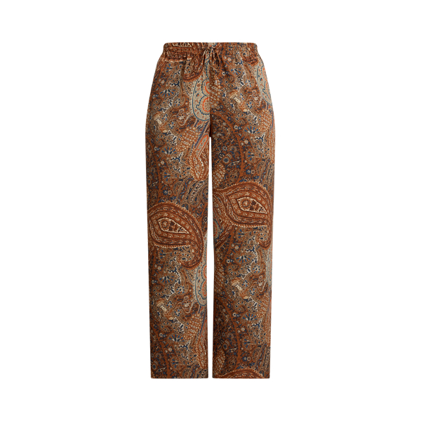 Paisley Crepe Wide-Leg Pant