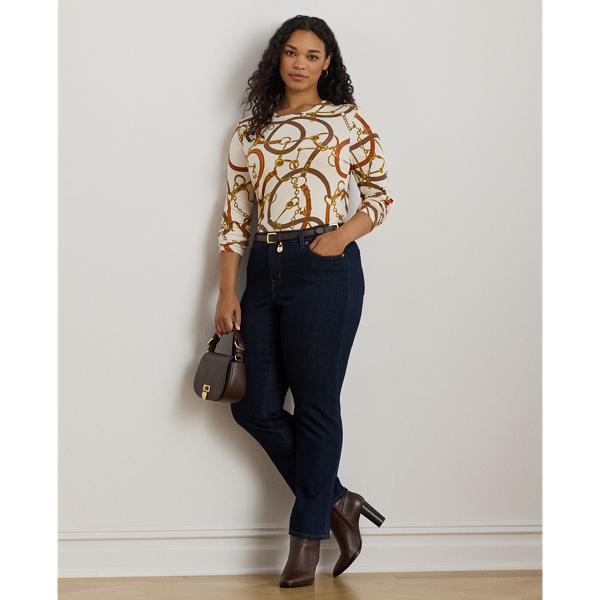 Belting-Print Cotton Long-Sleeve Tee