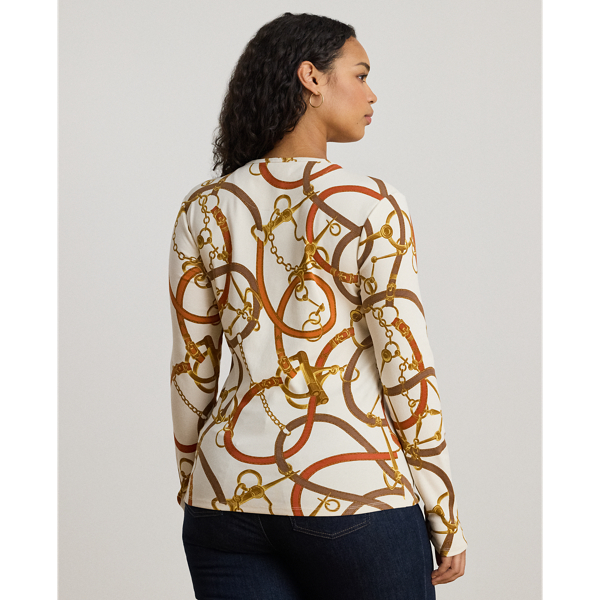 Belting-Print Cotton Long-Sleeve Tee
