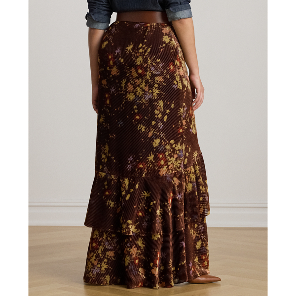 Floral Burnout Velvet Tiered Maxiskirt