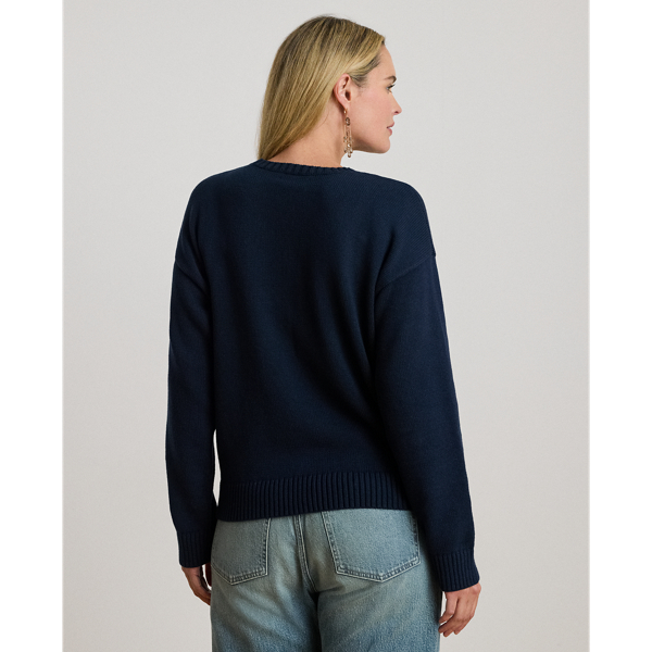 Intarsia-Knit Dog Cotton Sweater