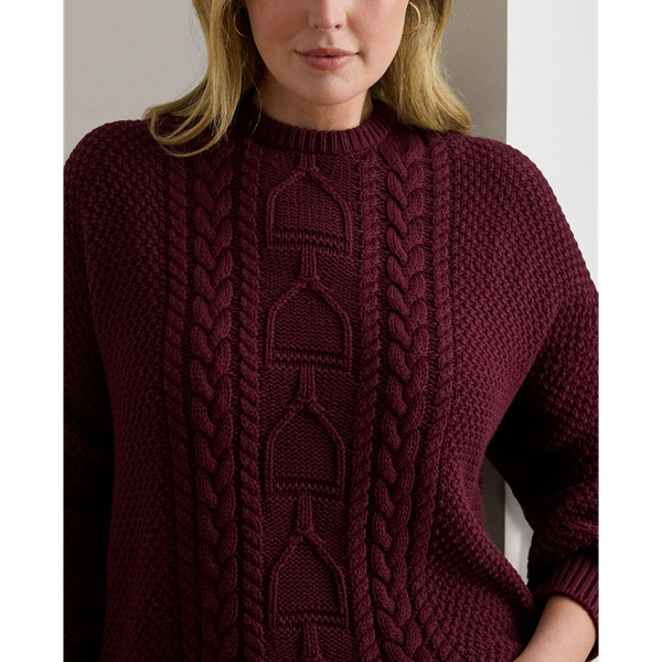 Cable-Knit Cotton Crewneck Sweater
