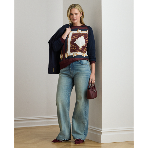 Equestrian-Print Cotton-Blend Sweater