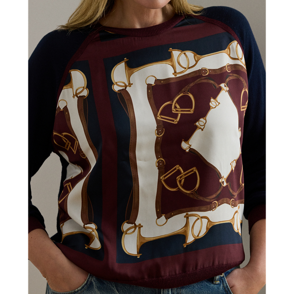 Equestrian-Print Cotton-Blend Sweater