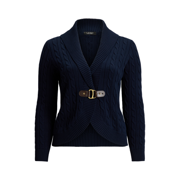 Cardigan torsad&eacute; &agrave; col ch&acirc;le &agrave; boucle Lauren Woman en 1