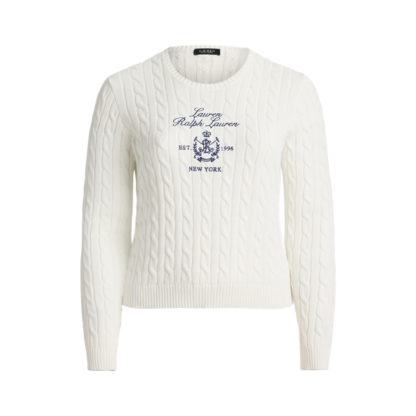 Zopfmusterpullover mit gesticktem Wappen Lauren Woman in 1