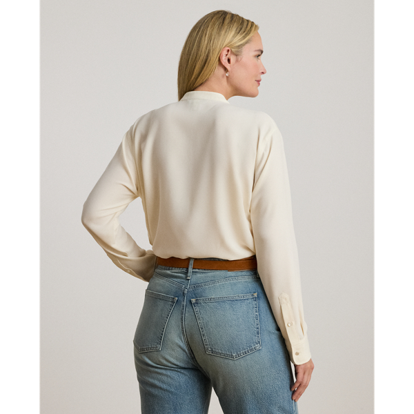 Ruffle-Trimmed Georgette Tunic