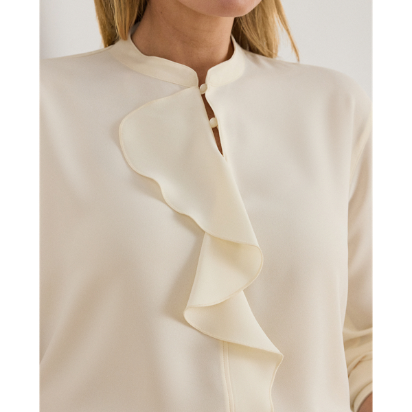 Ruffle-Trimmed Georgette Tunic