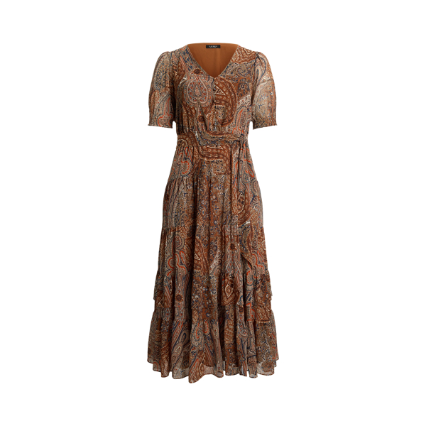 Floral Belted Bubble Crepe Dress