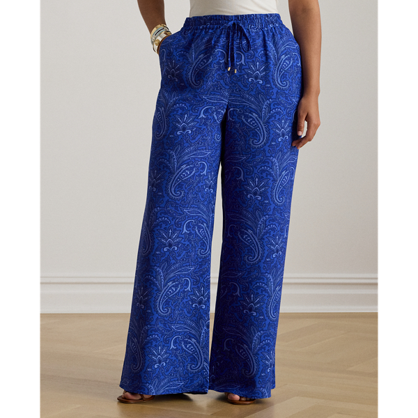 Paisley Crepe Wide-Leg Pant