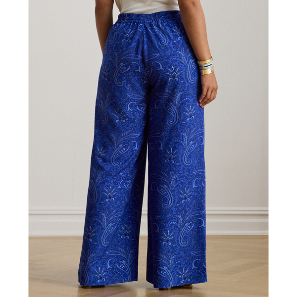 Paisley Crepe Wide-Leg Pant