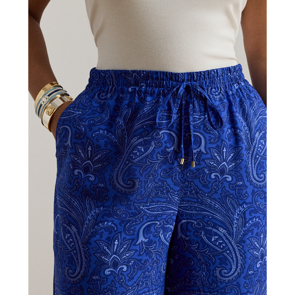 Paisley Crepe Wide-Leg Pant