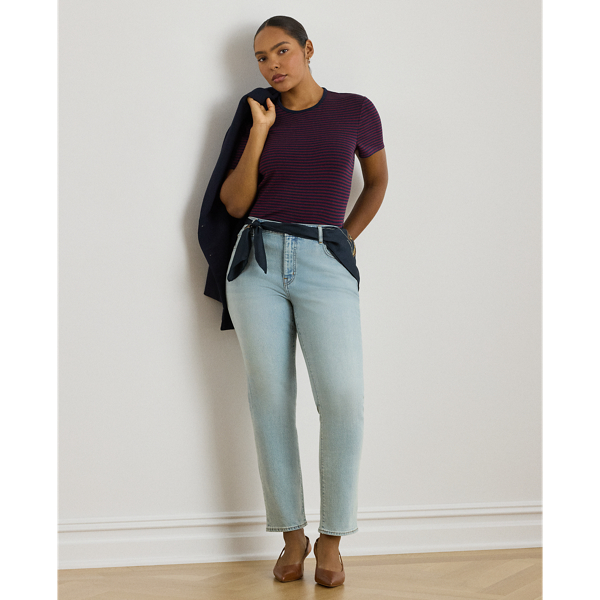 Striped Stretch Cotton Crewneck Tee - thumbnail 3