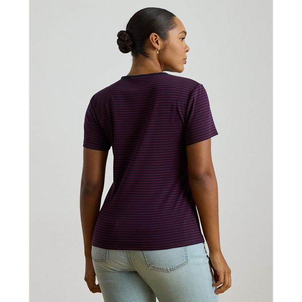 Striped Stretch Cotton Crewneck Tee - thumbnail 4