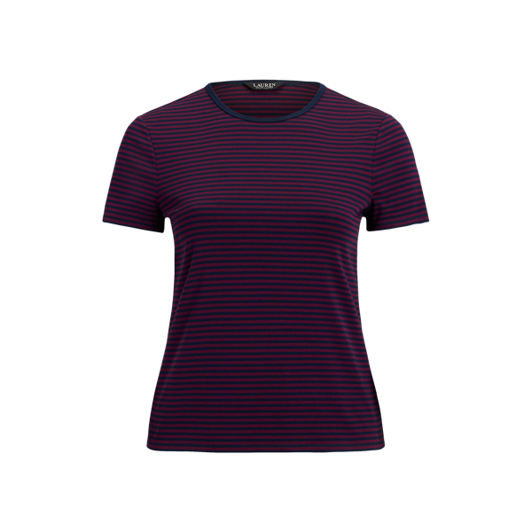 Striped Stretch Cotton Crewneck Tee - thumbnail 2