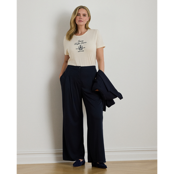 T-shirt en jersey &agrave; &eacute;cusson brod&eacute; Lauren Woman en Cr&egrave;me mascarpone 4