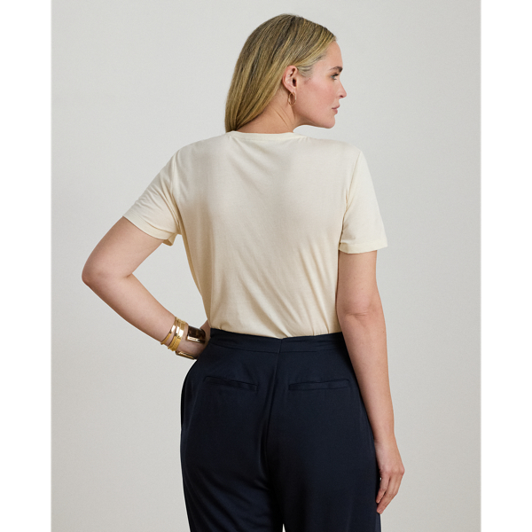 T-shirt en jersey &agrave; &eacute;cusson brod&eacute; Lauren Woman en Cr&egrave;me mascarpone 5