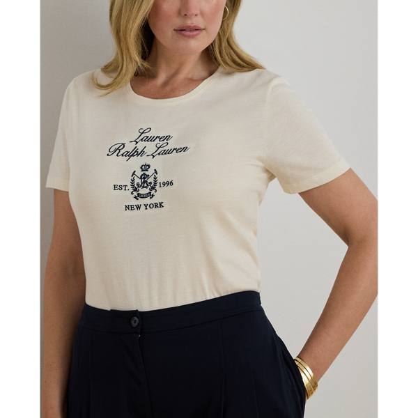 T-shirt en jersey &agrave; &eacute;cusson brod&eacute; Lauren Woman en Cr&egrave;me mascarpone 6